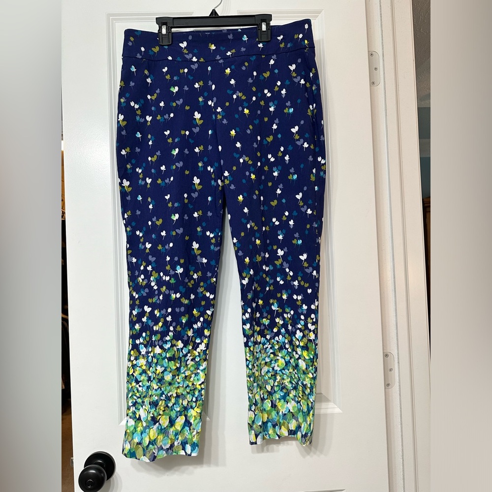 Excellent Condition Attyre 12 Petite Pull on Ankle Pants, Multi Colored Print